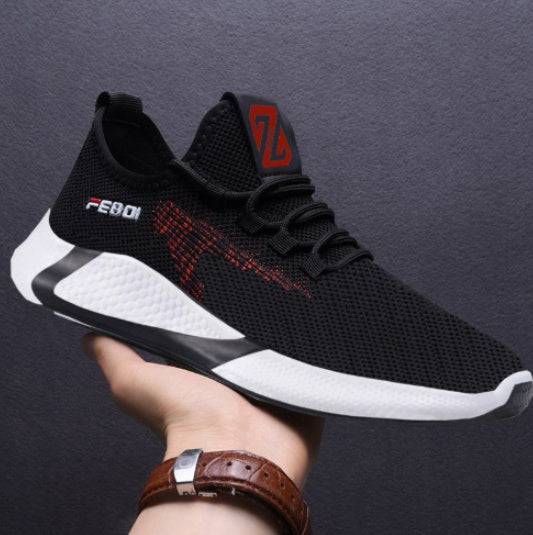 New Sports Shoes Men's Breathable Casual Mesh Shoes Comfort Increase Lace-up Non-slip Low-top Running Shoes - YLORESHOP