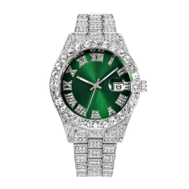 Hot Men's Steel Belt Hip Hop Roman Scale Diamond Quartz Watch - YLORESHOP