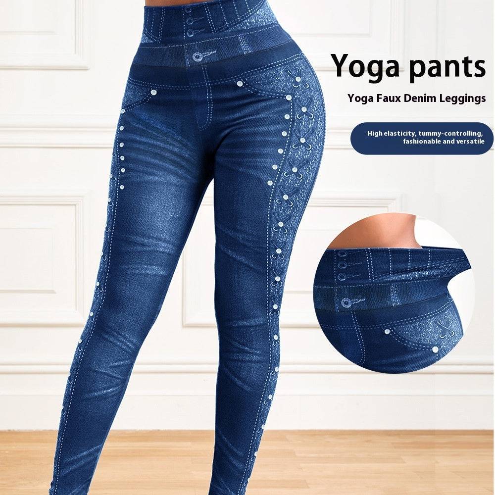 Pantaloni da yoga in denim Pantaloni skinny con vita aderente e vita attillata