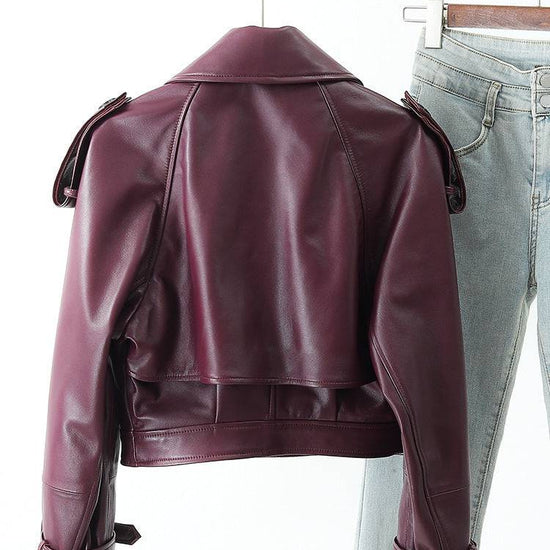 Women's Fashion Loose Outer Sheep Leather Jacket - YLORESHOP