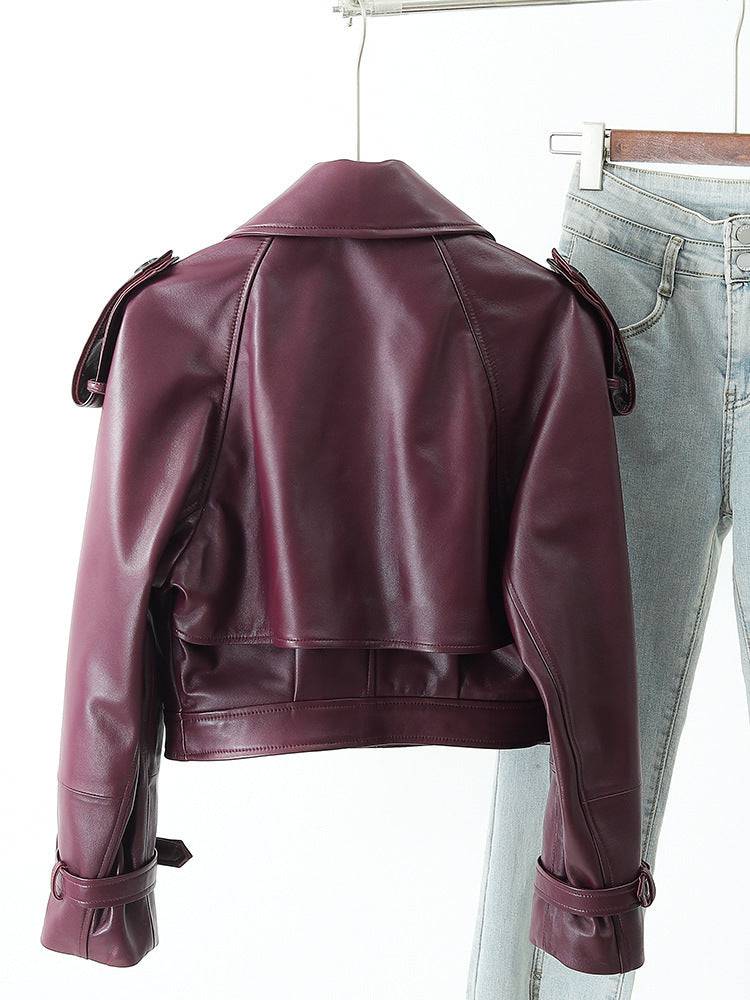 Women's Fashion Loose Outer Sheep Leather Jacket - YLORESHOP