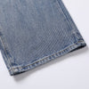 Pantaloni da uomo in denim a gamba dritta con fori per il lavaggio in acqua