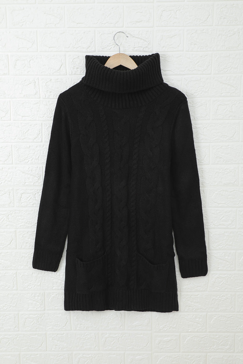 Solid Color Long-sleeved Turtleneck Knitted Sweater - YLORESHOP