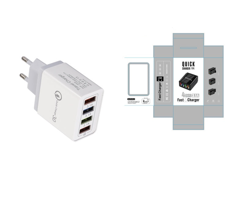 Caricatore USB Quick Charge 3.0 4 Adattatore telefonico per tablet Caricabatterie mobile da parete portatile Caricatore rapido