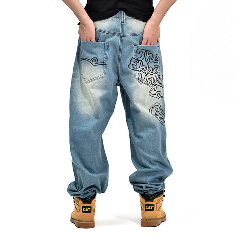 Casual Loose Hip Hop Denim Jeans for Boys and Men - YLORESHOP