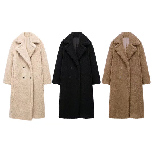 Women's Large Lapel Thickened Lamb Sweater Coat - YLORESHOP