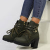 Autumn Round Head Chunky Heel High Heel Leisure Platform Lace Up Booties - YLORESHOP