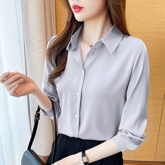 High-grade Non-ironing Anti-wrinkle Shirt Women's Solid Color Acetate Shirt - YLORESHOP