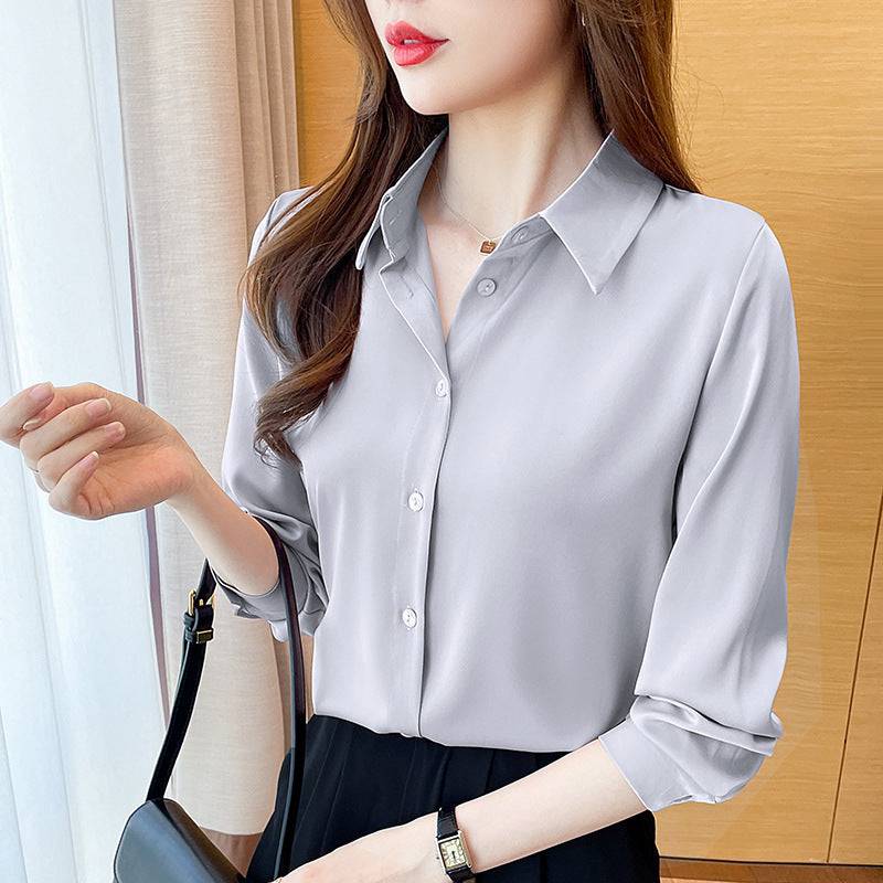 High-grade Non-ironing Anti-wrinkle Shirt Women's Solid Color Acetate Shirt - YLORESHOP