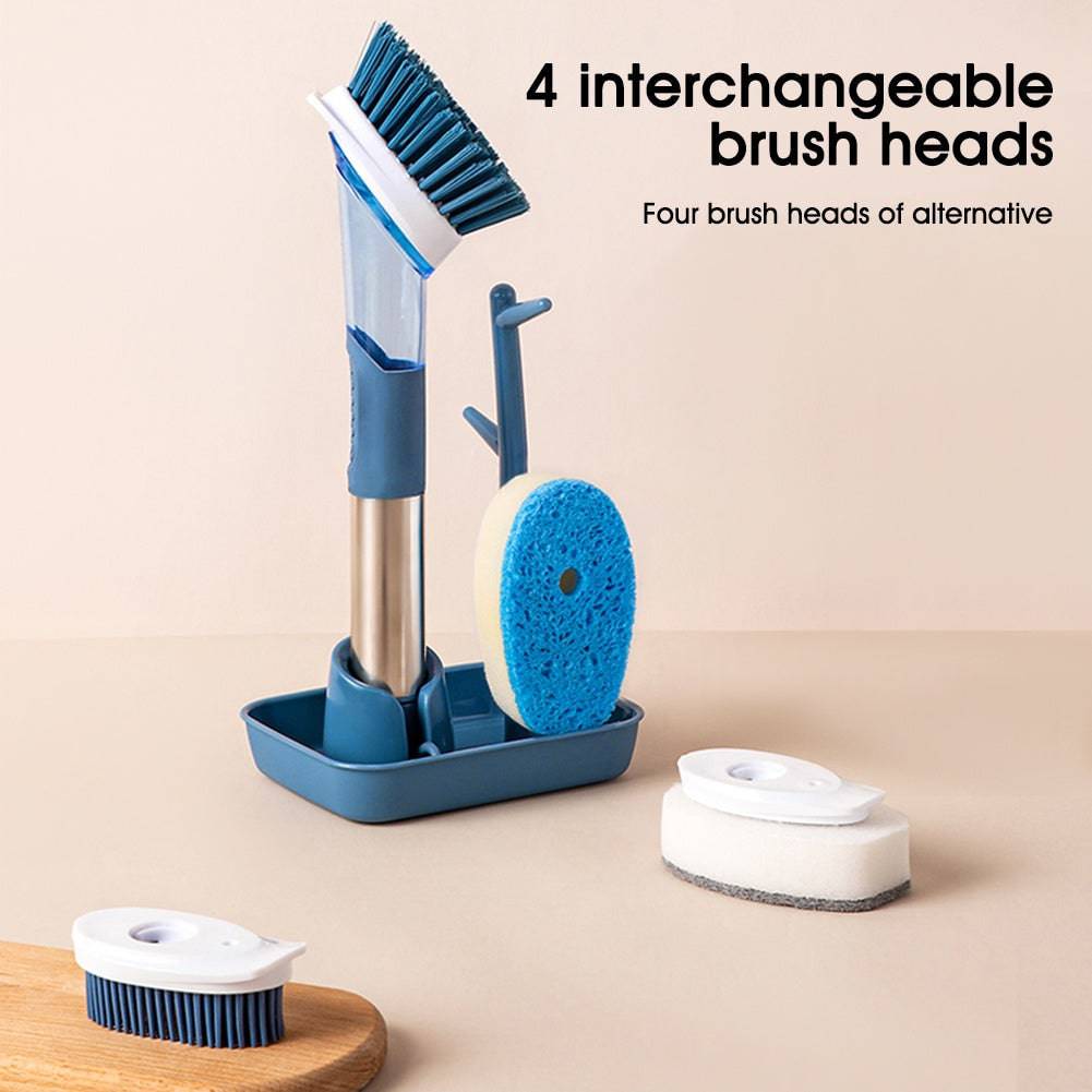 New Multifunctional Dish Brush Household Kitchen Oily Sponge Long Handle Cleaning Brush - YLORESHOP