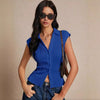 Simple Slim Vest V-neck Sleeveless Button Sweater - YLORESHOP