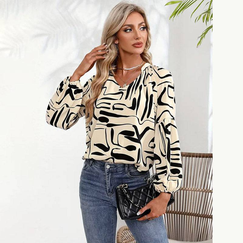 Fashion Irregular Printed Loose Top Women - YLORESHOP