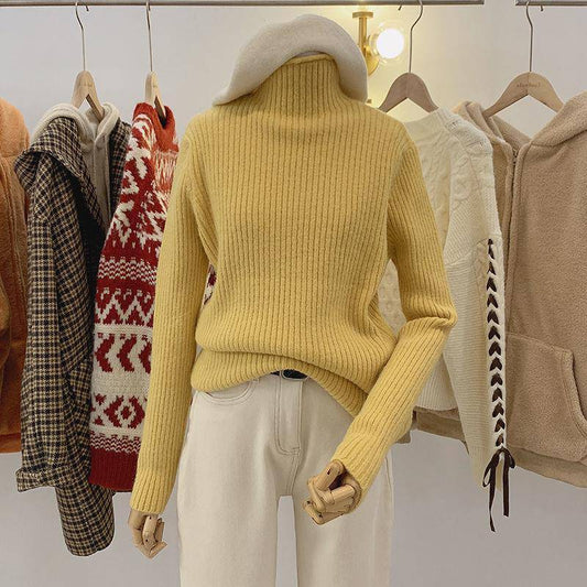 Half Collar Thickened All-matching Solid Color Bottoming Sweater - YLORESHOP