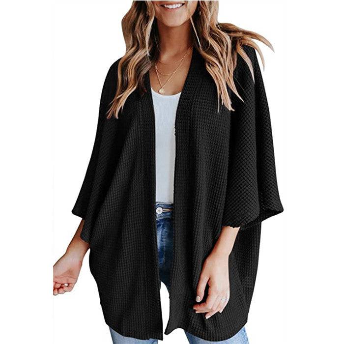 Bat Sleeve Waffle Gerson Women's Cardigan - YLORESHOP