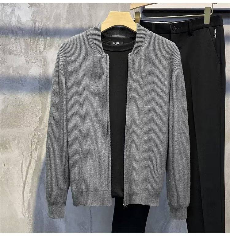 Cappotto di maglieria da uomo in maglione cardigan con doppia cerniera