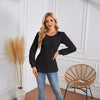 Round Neck Small Hole Bubble Sleeve Long Sleeve Top - YLORESHOP