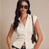 Simple Slim Vest V-neck Sleeveless Button Sweater - YLORESHOP