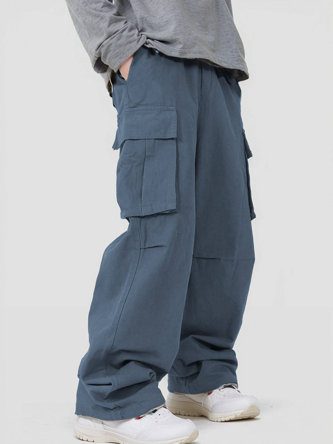 Salopette tascabile tridimensionale Pantaloni casual larghi con lacci funzionali