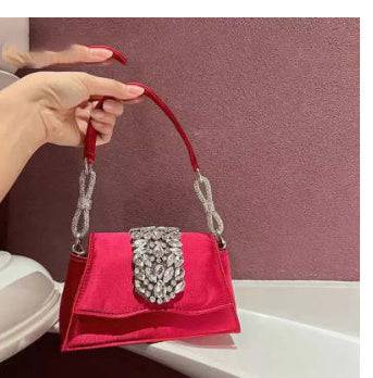 Bow Diamond Silk Satin Flap Small Square Bag - YLORESHOP