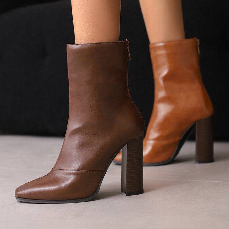 Women's Autumn And Winter High Heels Fleece-lined French Style Small Ankle Boots