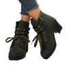 Autumn Round Head Chunky Heel High Heel Leisure Platform Lace Up Booties - YLORESHOP