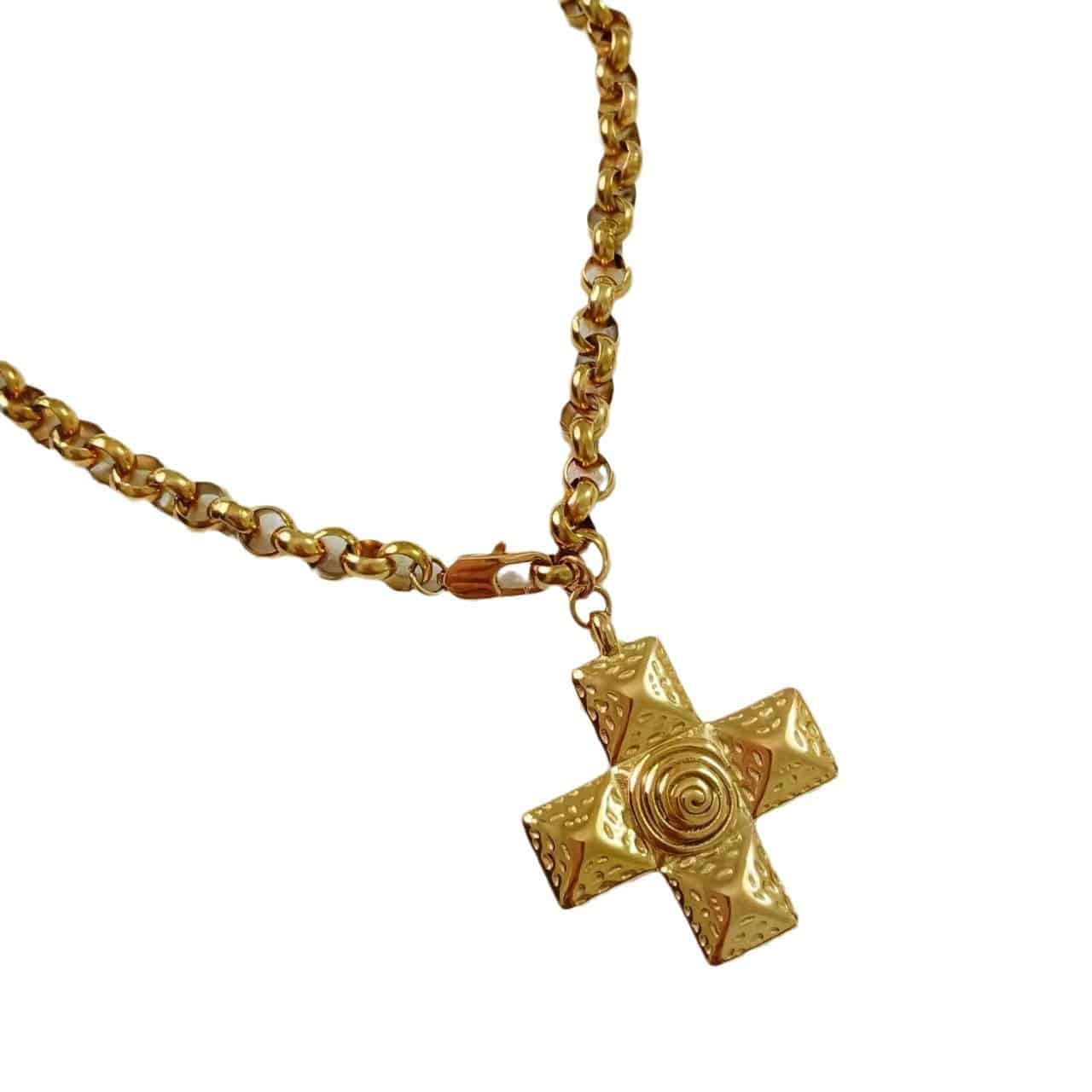 Titanium Steel Clavicle Chain 18K Gold Plated Cross - YLORESHOP