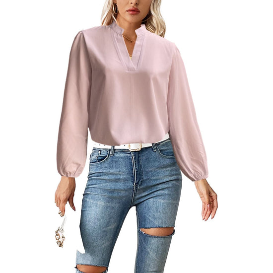 Stand Collar Bubble Long Sleeve Loose Shirt - YLORESHOP