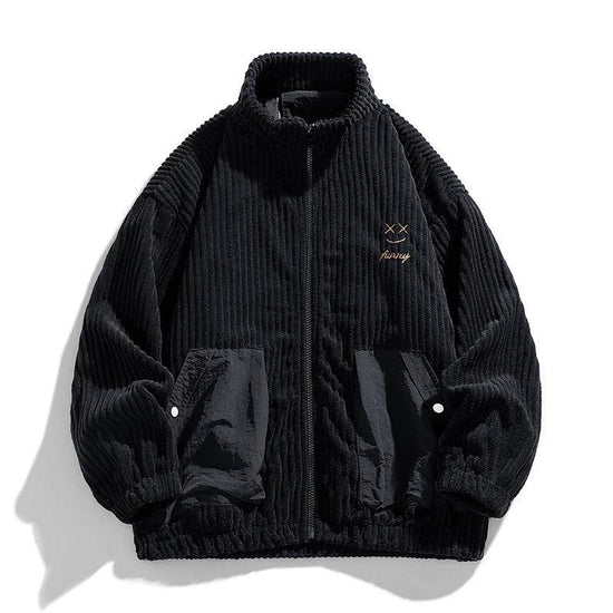 Corduroy Coat Men's Spring And Autumn Loose Plus Size Men's Clothing Plus-sized Plus-sized Fat Jacket Autumn Clothing - YLORESHOP