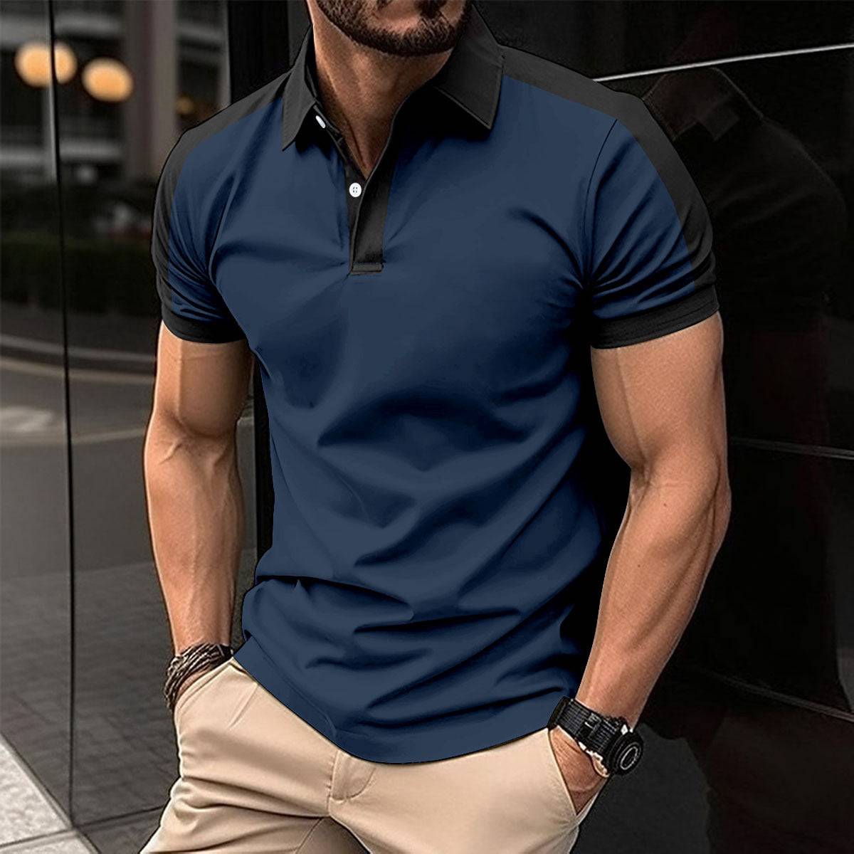 Camicia da lavoro a maniche corte da uomo, polo casual estiva