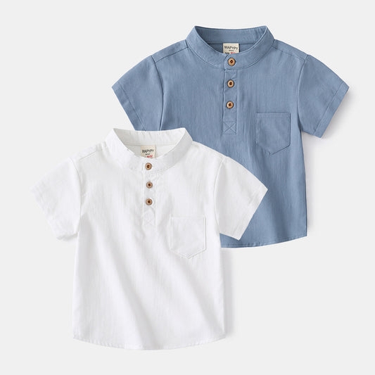 Boy V-neck Short Sleeve Shirt - YLORESHOP