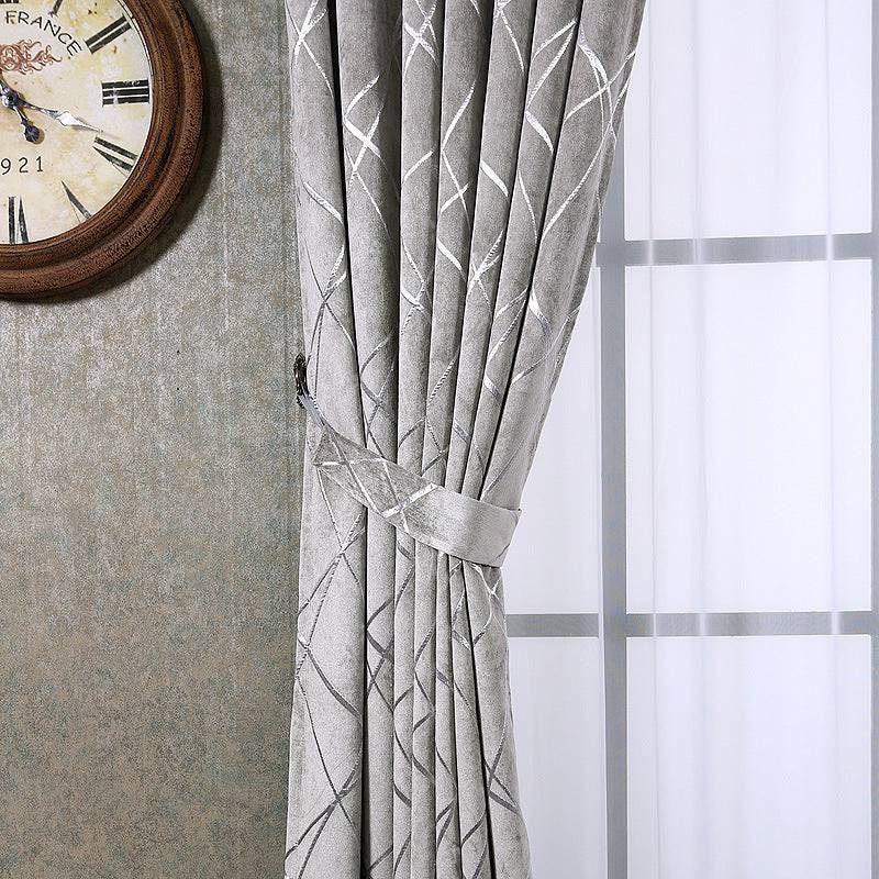 Solid Color Simple Modern Light Luxury Living Room Chenille Blackout Curtains - YLORESHOP