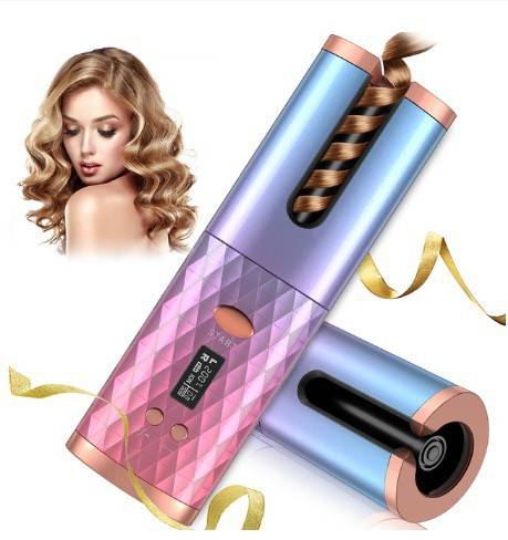 Rechargeable Automatic Hair Curler Women Portable Hair Curling Iron LCD Display Ceramic Curly Rotating Curling Wave Styer - YLORESHOP