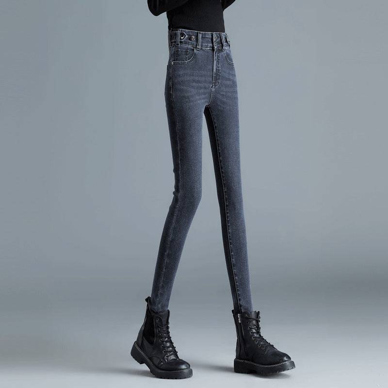 Jeans elasticizzati a vita alta Pantaloni skinny attillati e caldi da donna