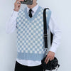 V-neck Knitted Boys' Checkered Sweater Vest - YLORESHOP