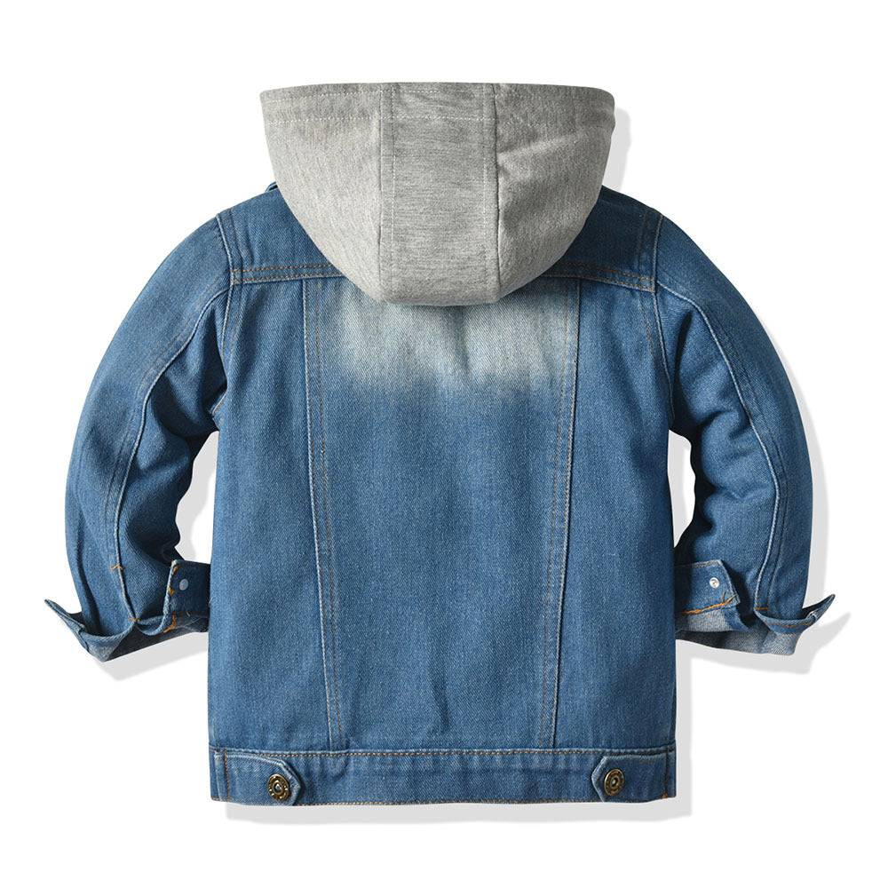 Children's Fake Two-piece Denim Jacket, Children's Hooded Fashion Casual Top - YLORESHOP