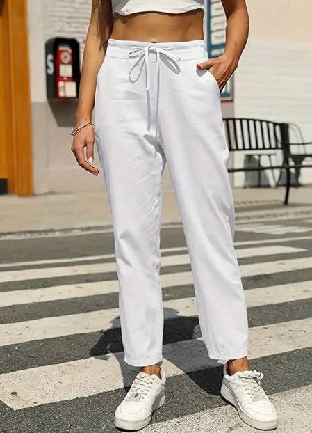 Linen Pants Summer Casual High-waisted Drawstring Beach Pants - YLORESHOP