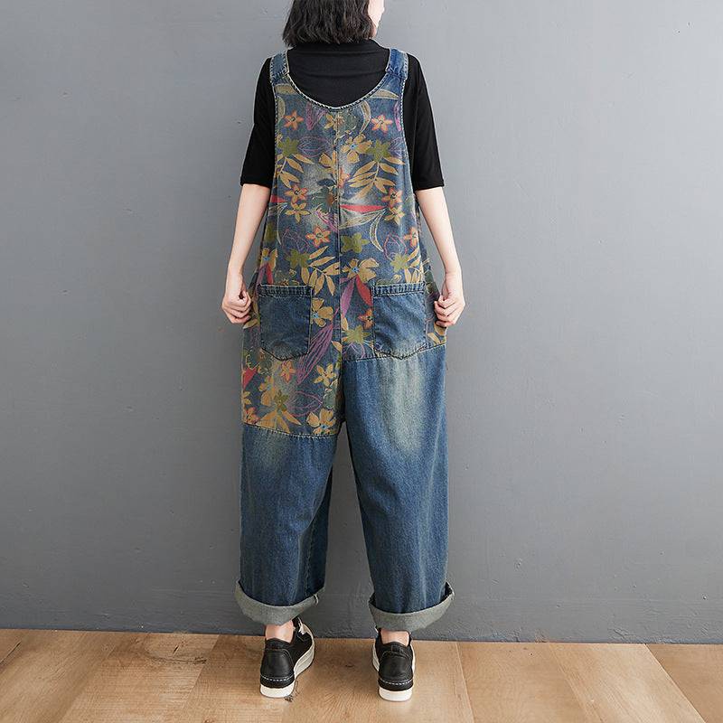 Loose Retro Casual Stitching Denim Strap - YLORESHOP