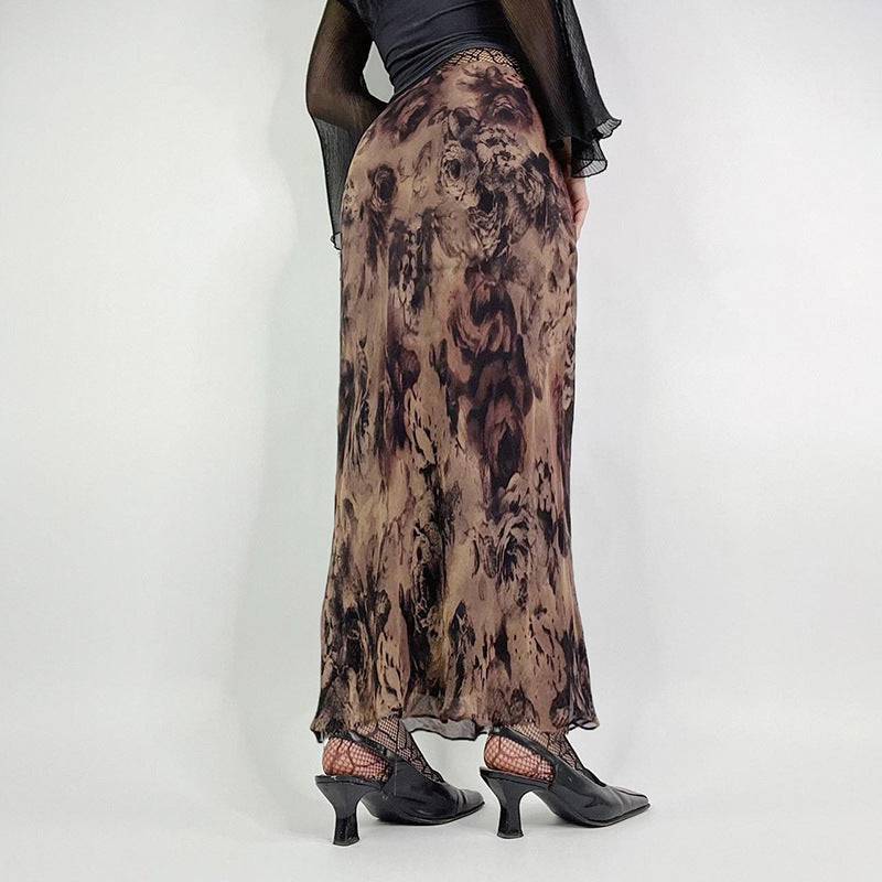 Women's Vintage Rose Print Skirt - YLORESHOP