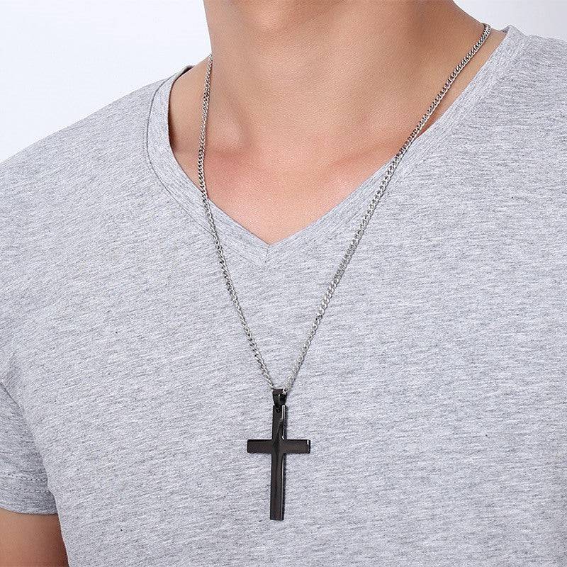 Stainless Steel Cross Pendant Gold Sweater Necklace Black Foreign Trade Accessories Jewellery Accessories Wholesale PN-572 - YLORESHOP