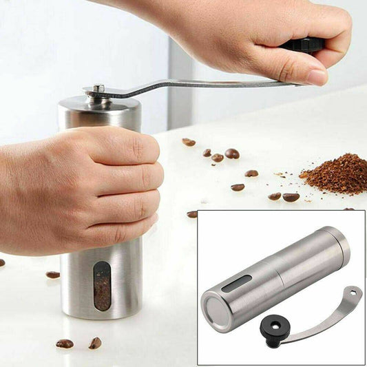 Home Portable Manual Coffee Grinder Stainless Steel with Ceramic Burr Bean Mill - YLORESHOP