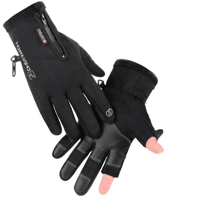 Guanti a dita aperte Touchscreen Guanti invernali caldi antivento impermeabili unisex per ciclismo, pesca, sci