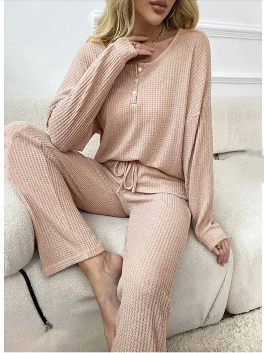 Solid Color Fashion Casual Long Sleeve Pants Two-piece Set - YLORESHOP