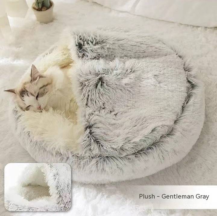 Letto invernale per cani e gatti 2 in 1 Letto invernale per animali domestici Letto rotondo in peluche caldo Letto per animali domestici in morbido peluche lungo Prodotti per animali domestici