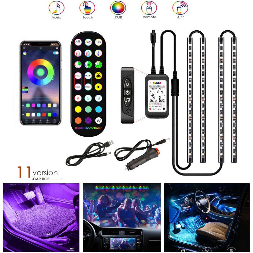 Styling Decorative Lamp LED Car Interior Light Waterproof Ambient Lamp Of Wireless Remote Music Control Car RGB Strip Lights - YLORESHOP