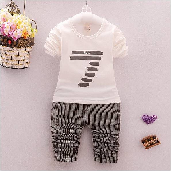 spring and autumn new boys and girls zipper striped trousers suit children's suit - YLORESHOP