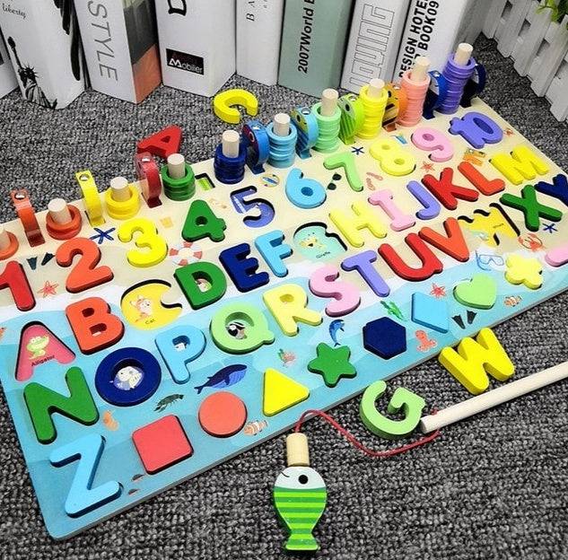 Puzzle per bambini con numeri di alfabeto 3D Giocattolo educativo con lettera digitale geometrica colorata per bambini