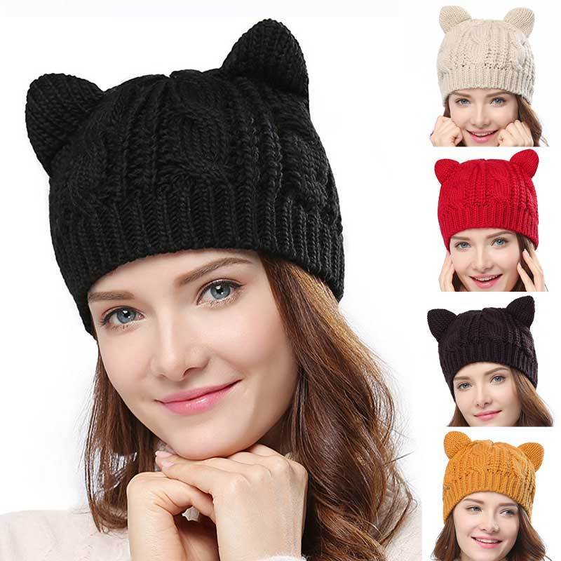 Hand Made 3D Cute Knitted Cat Ear Beanie For Winter - YLORESHOP