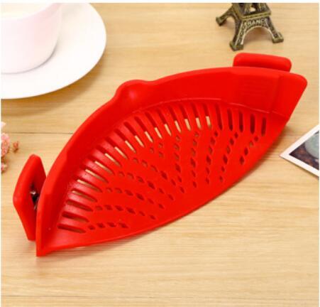 Silicone Clip-on Pot Pan Bowl Funnel Oil Strainer Creative Rice Washing Colander for Draining Liquid Fits All Pot Size - YLORESHOP