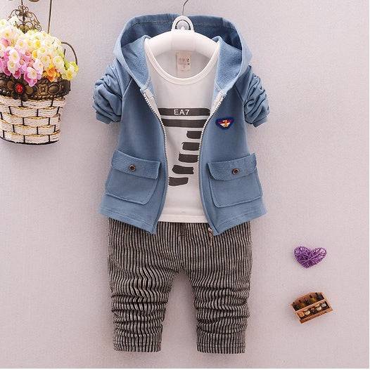 spring and autumn new boys and girls zipper striped trousers suit children's suit - YLORESHOP