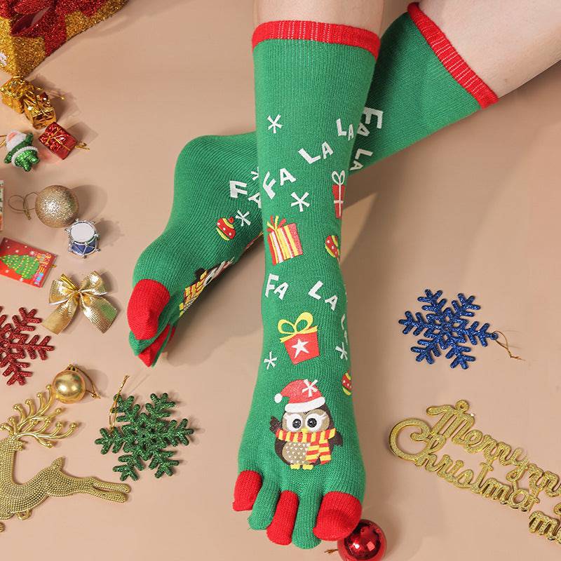 Cute Christmas Five-finger Socks Winter Elastic Sweat-absorbent Split-toe Socks For Women - YLORESHOP